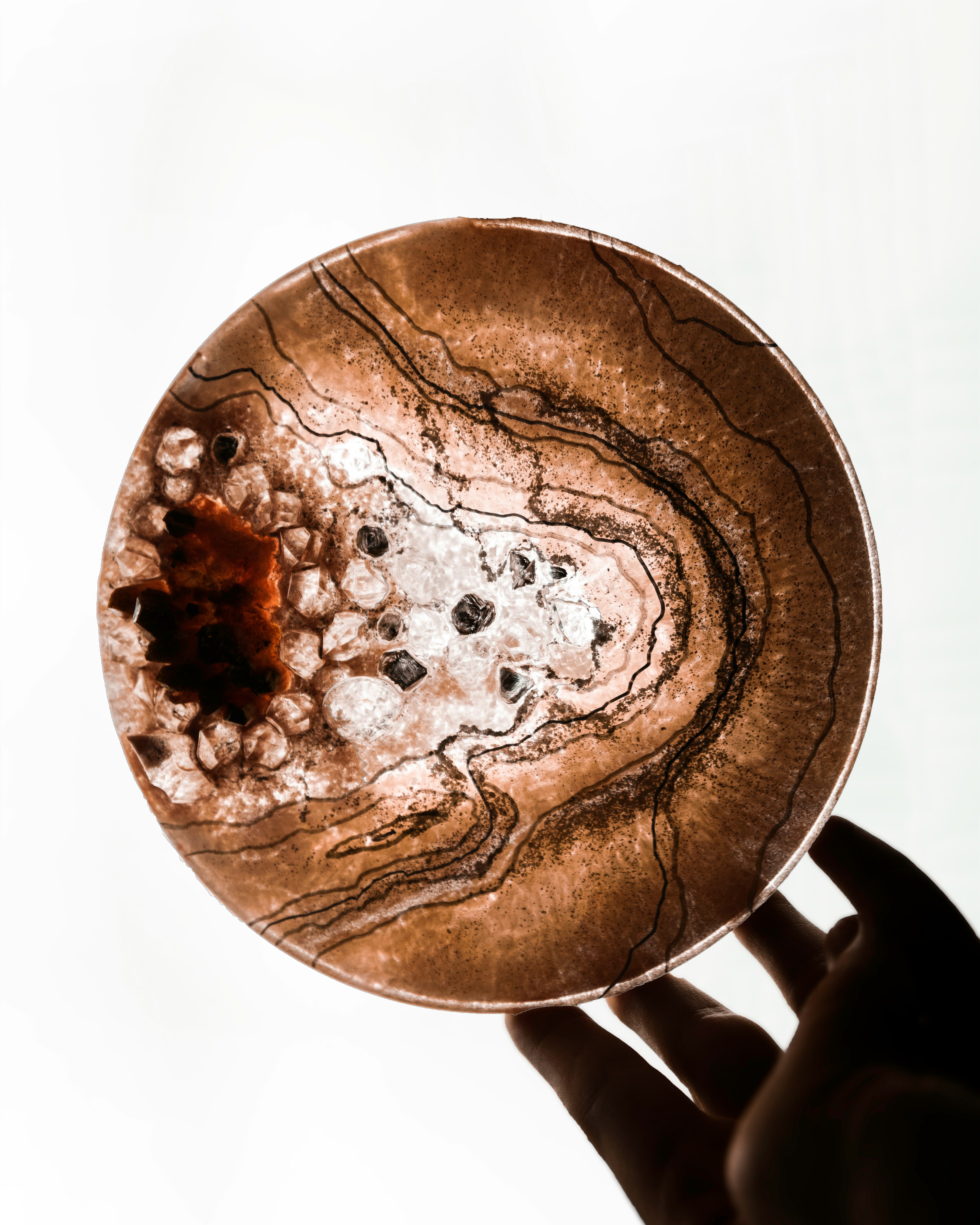 brown and white round ornament